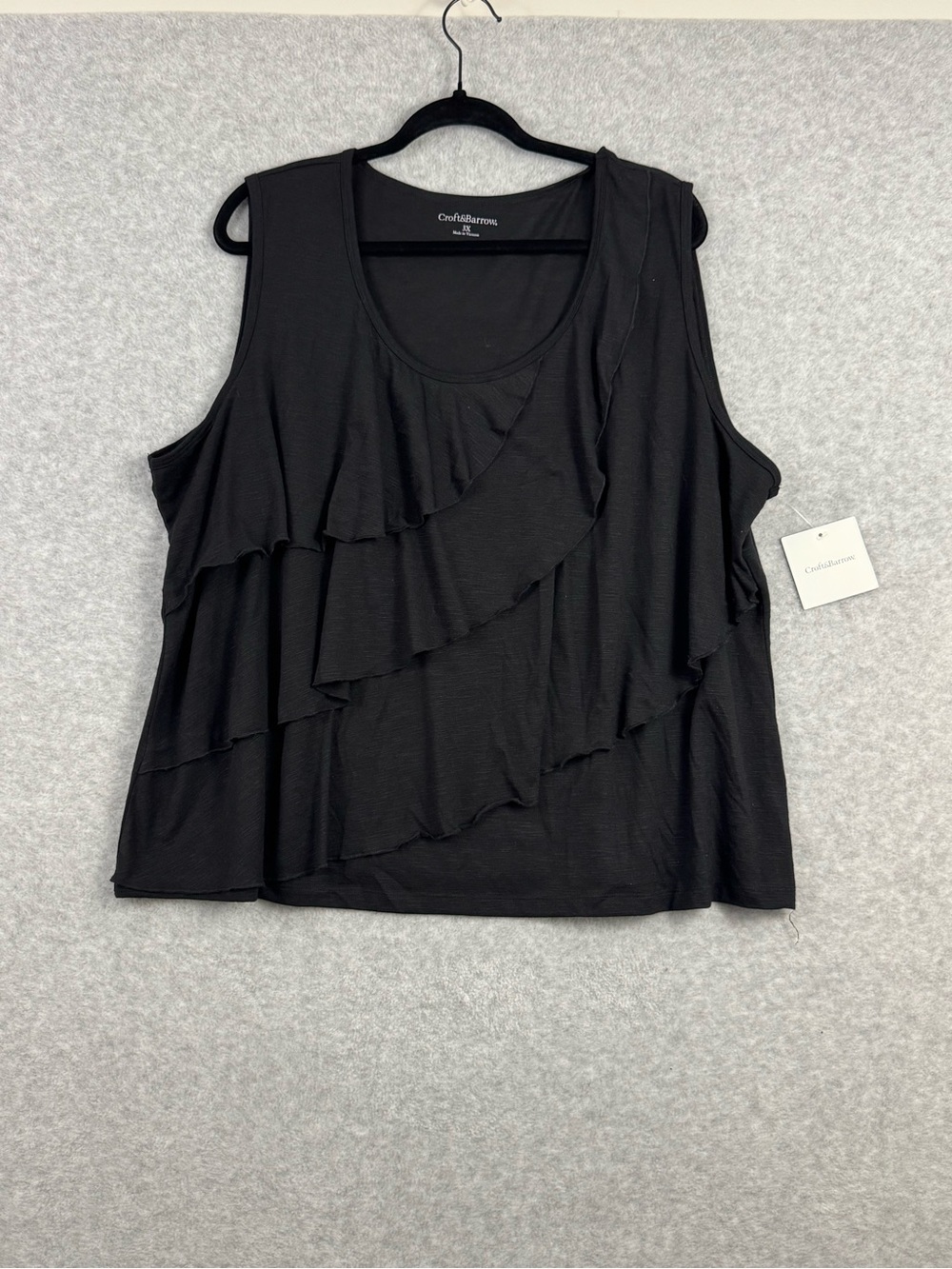 NWT Croft & Barrow Black Ruffle Sleeveless Top Women’s Plus Size 3X